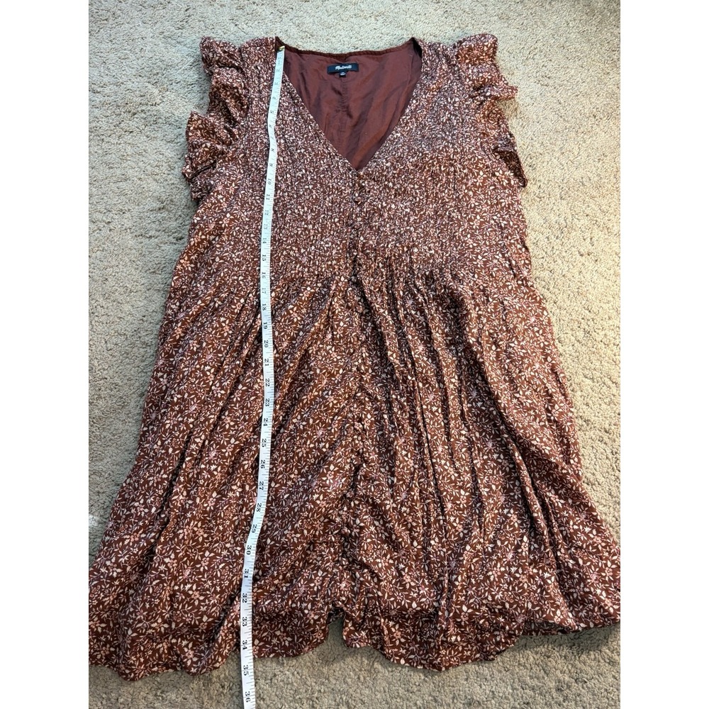 Madewell Pintuck Mini Dress Women XL Florentine Floral Flutter Sleeves Lined - Picture 7 of 7